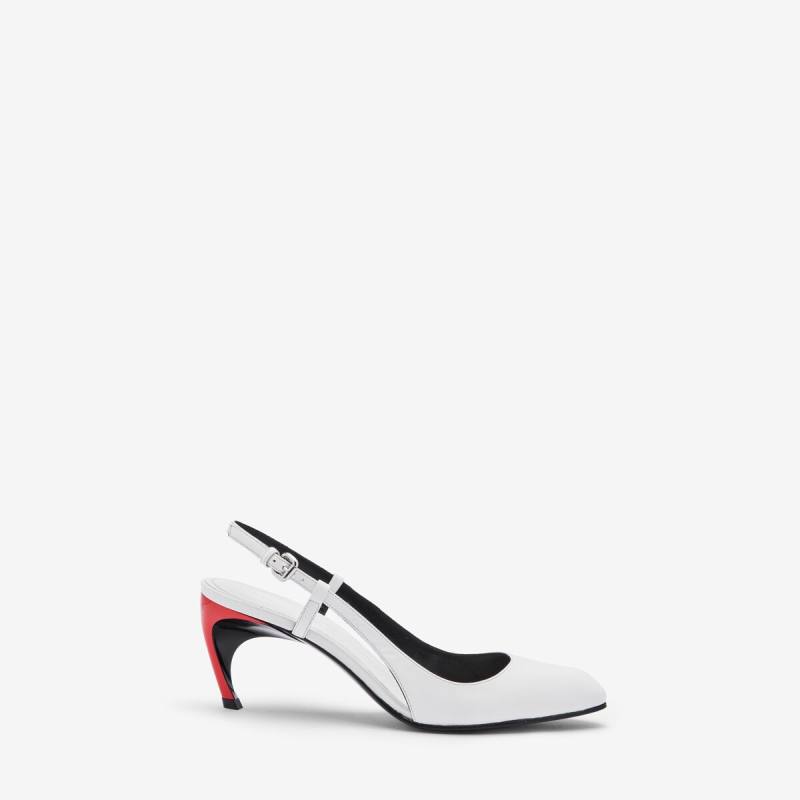 Alexander McQueen Women's White Armadillo Slingback Pump - 10 (Sheepskin)